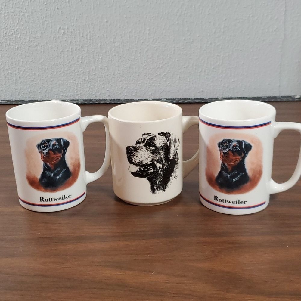 3 Rottweiler Dog Portrait Coffee Mug Cup Ceramic C. Farmer R. Maystead Mugs Cups